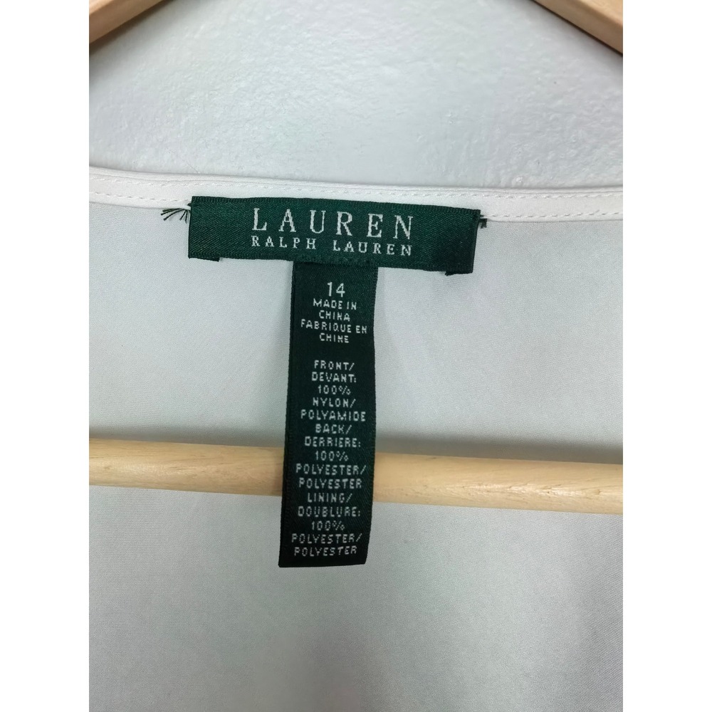 Lauren Ralph Lauren Ivory Sequin Scoop Neck Tank Top Festive Party Glam Size 14 - Picture 3 of 7